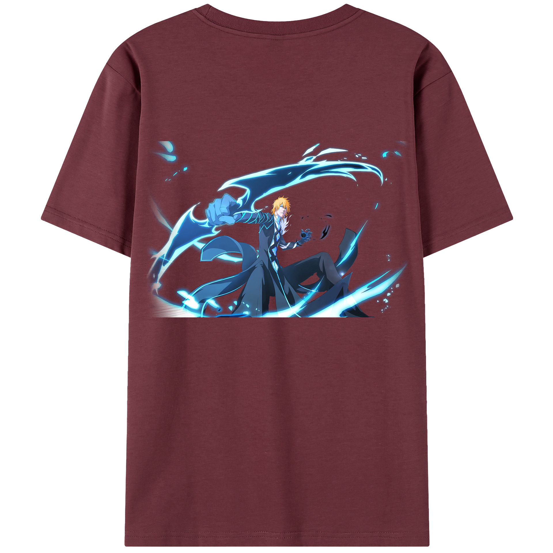 （画像用） ブリーチ 黒崎一護（くろさき いちご）BLEACH Kurosaki Ichigo 綿100％半袖Tシャツ（背面プリント）